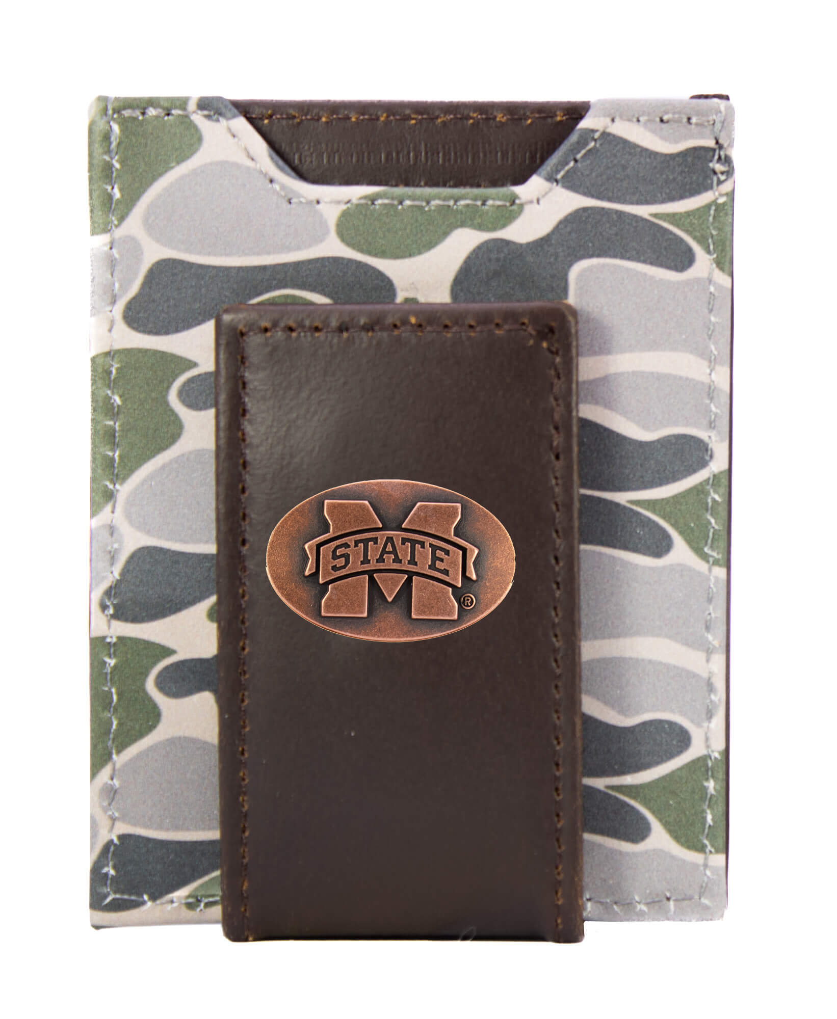 Zep-Pro Old School Green Camo Front Pocket Money Clip - Mississippi State