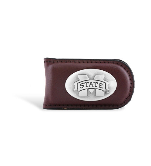 Zep Pro Mississippi State Brown Leather Magnetic Money Clip