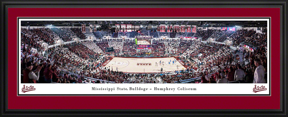 Basketball Panoramic Picture - Humphrey Coliseum Stripe Out- Deluxe Frame