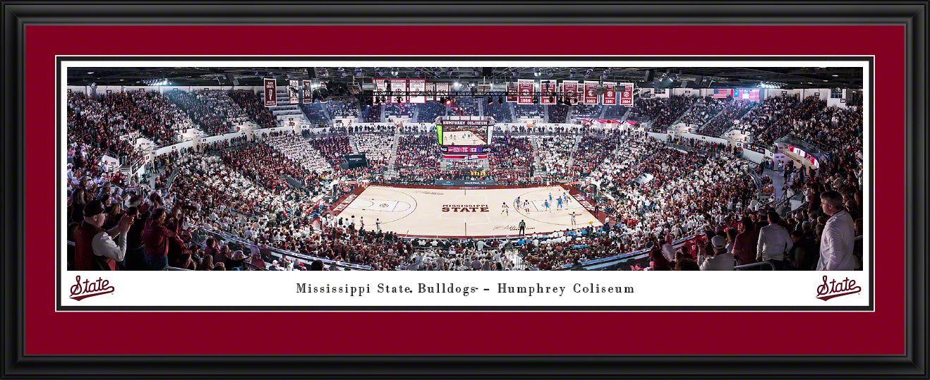 Basketball Panoramic Picture - Humphrey Coliseum Stripe Out- Deluxe Frame