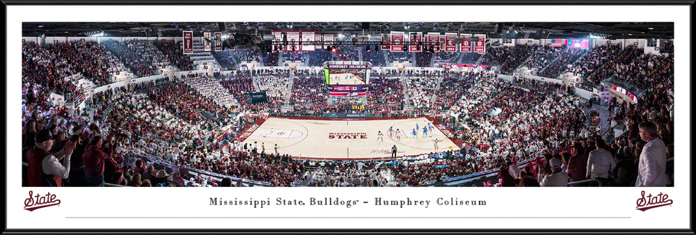 Basketball Panoramic Picture - Humphrey Coliseum Stripe Out- Standard Frame