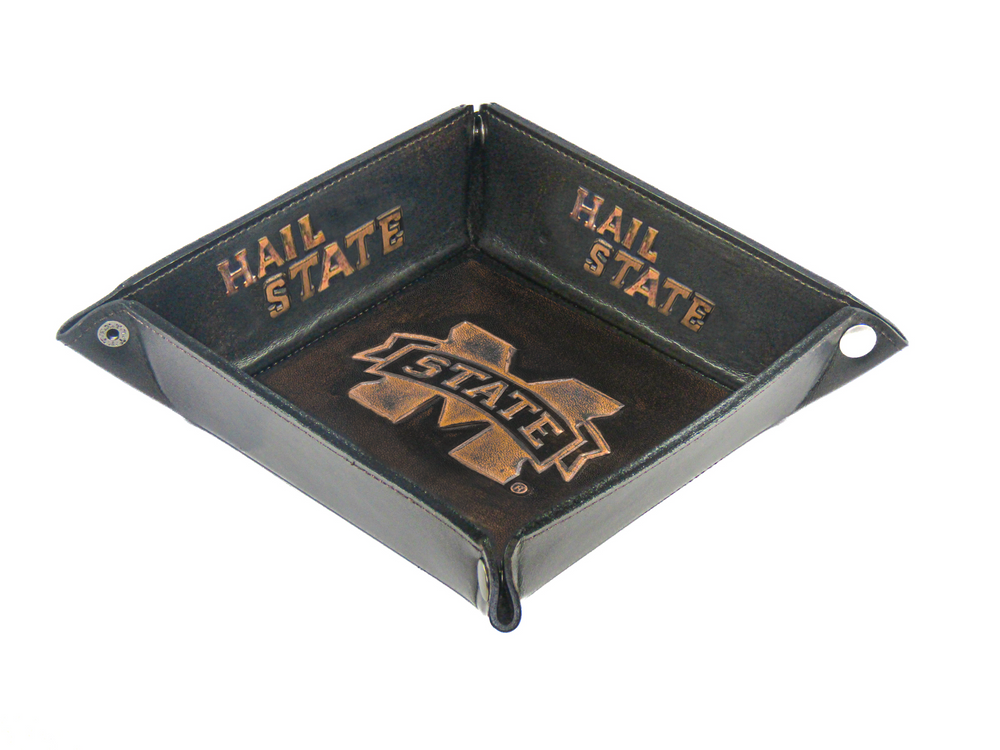 Mississippi State Dark Brown Leather Valet Tray