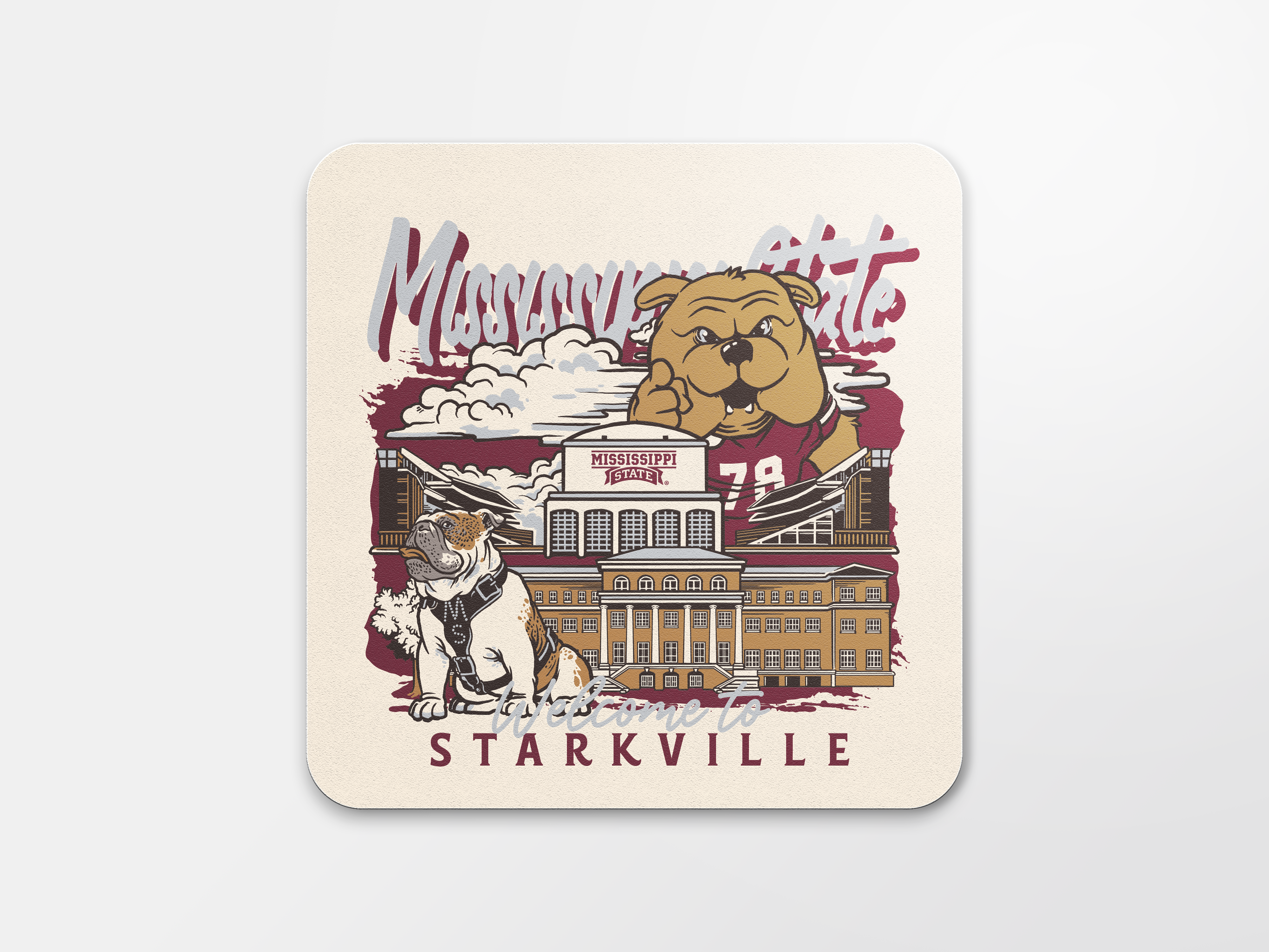 Image One Sticker-Mississippi State Hand Drawn Campus Stack
