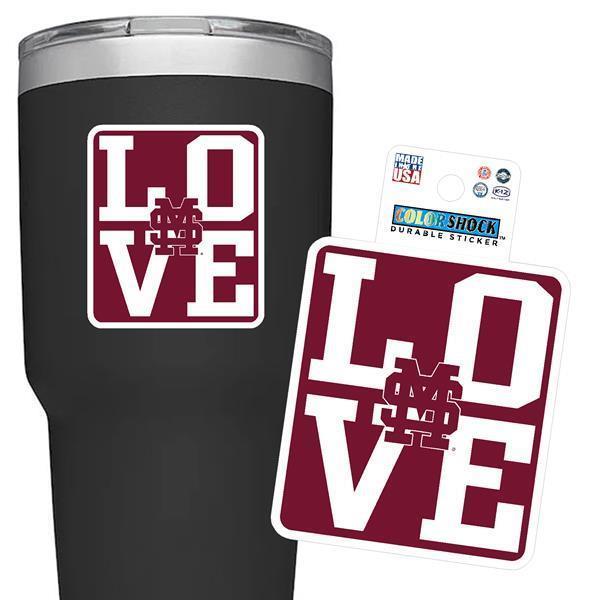 Color Shock Mississippi State Love Square Sticker