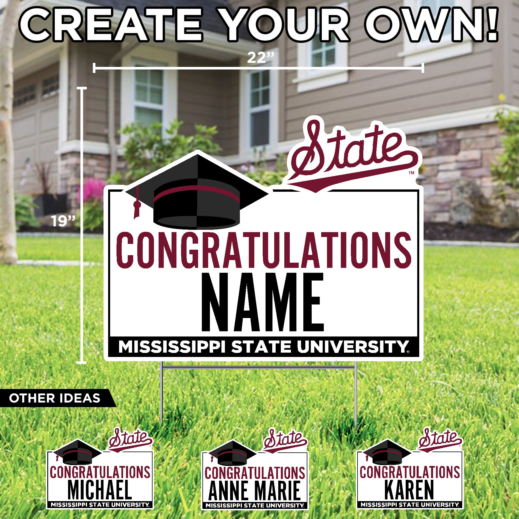 Mississippi State Graduate Yard Sign- Custom