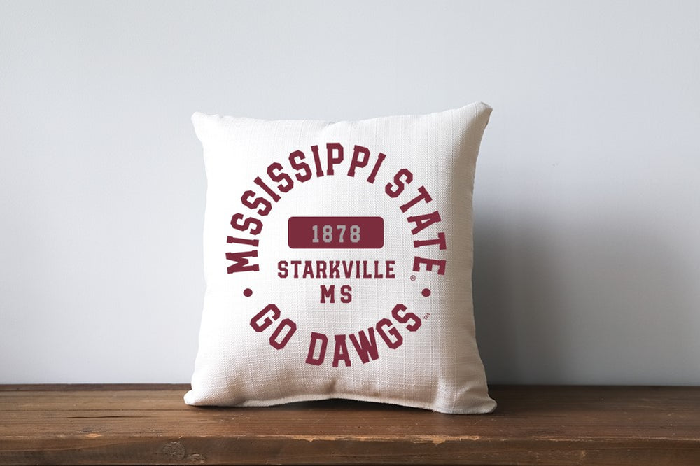 Little Birdie MS State Athletic Circle Decorative Pillow