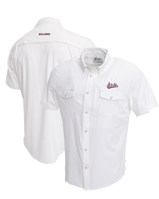 Snaps Mississippi State Tailgater Pearl Snap Button Down Short Sleeve Shirt - White with State Script
