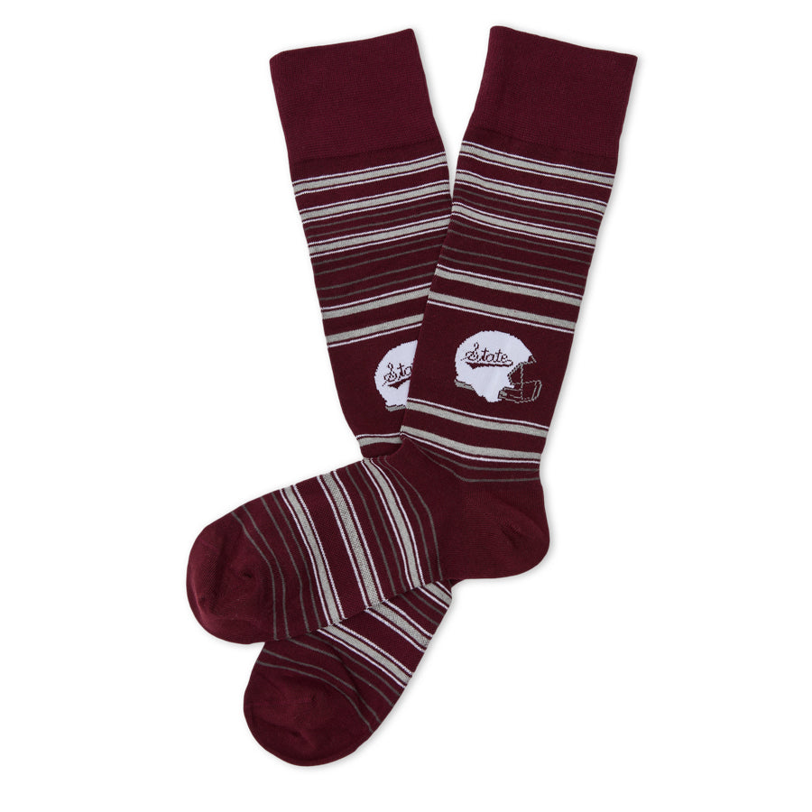 Mississippi State Maroon Dress Sock with Football Helmet