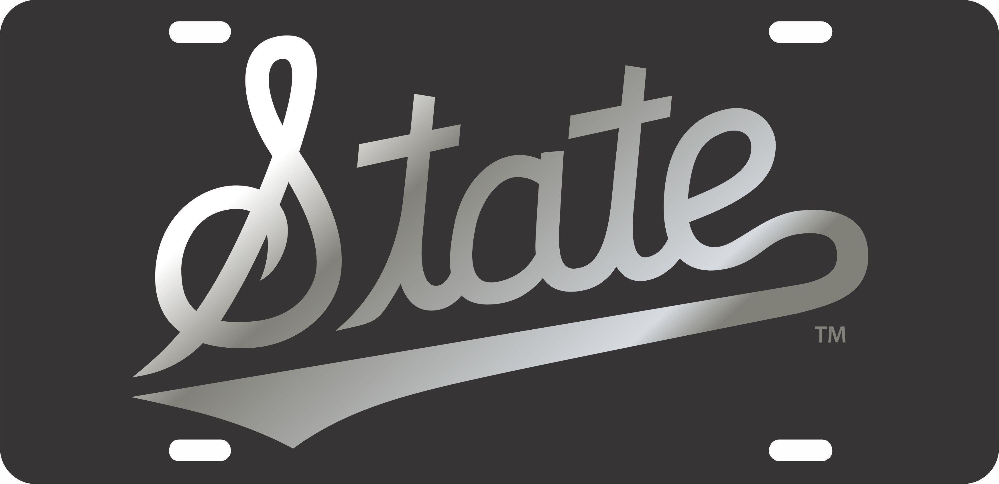Mississippi State Mirrored State Script Car Tag- Black