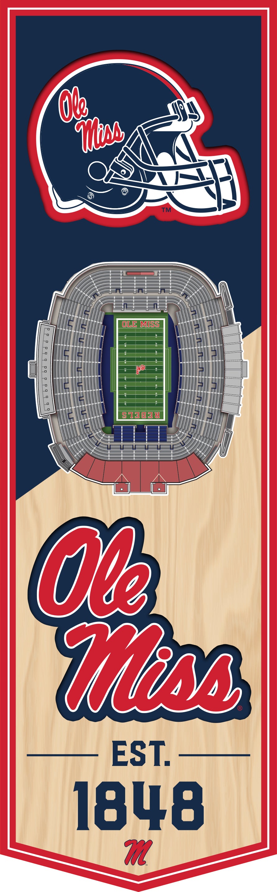 Ole Miss 3D Wall Art 6x19