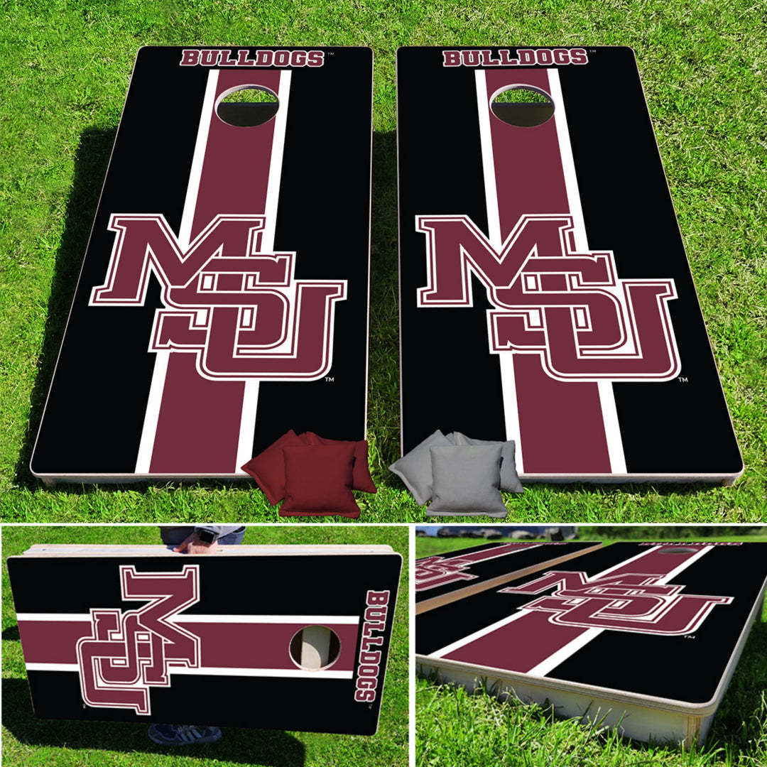 Mississippi State Bulldogs MSU Blackout Pro Cornhole Bean Bag Toss Game 24x48 with 8 Regulation 16oz Bags