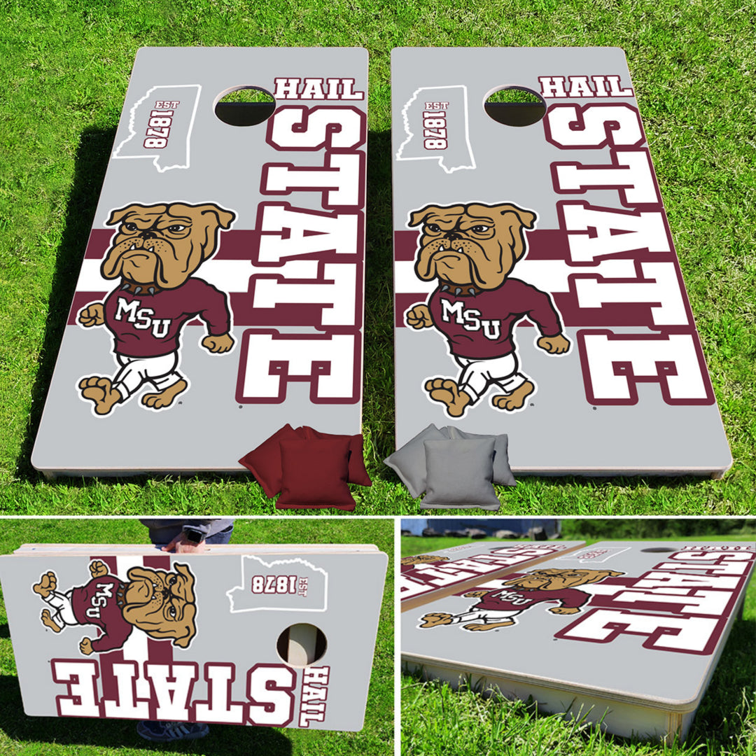 Mississippi State Bulldogs Hail State Bully Pro Cornhole Bean Bag Toss Game 24x48 with 8 Regulation 16oz Bags