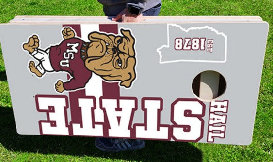 Mississippi State Bulldogs Hail State Bully Pro Cornhole Bean Bag Toss Game 24x48 with 8 Regulation 16oz Bags