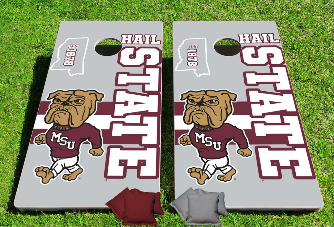 Mississippi State Bulldogs Hail State Bully Pro Cornhole Bean Bag Toss Game 24x48 with 8 Regulation 16oz Bags