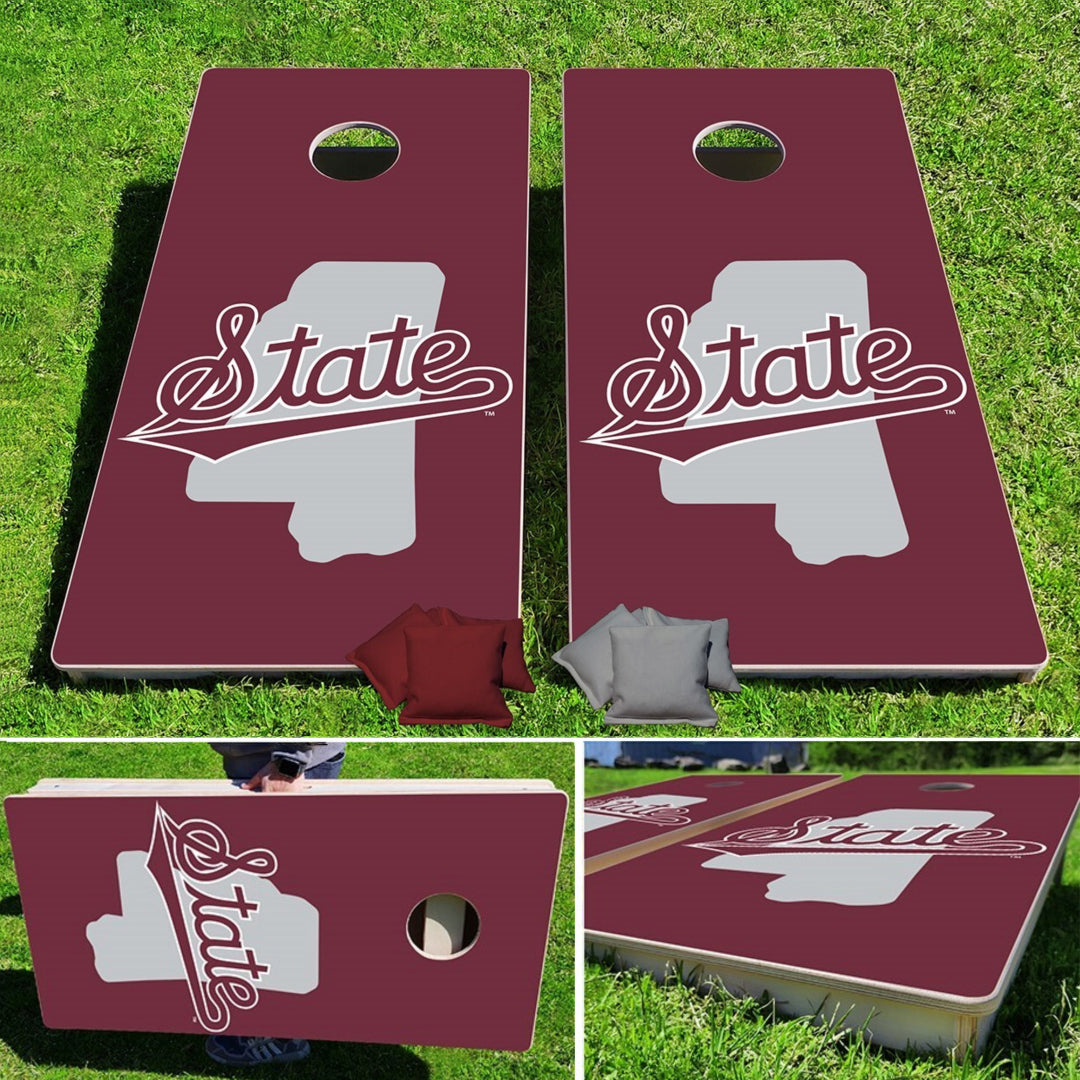 Mississippi State Bulldogs Maroon Script Pro Cornhole Bean Bag Toss Game 24x48 with 8 Regulation 16oz Bags