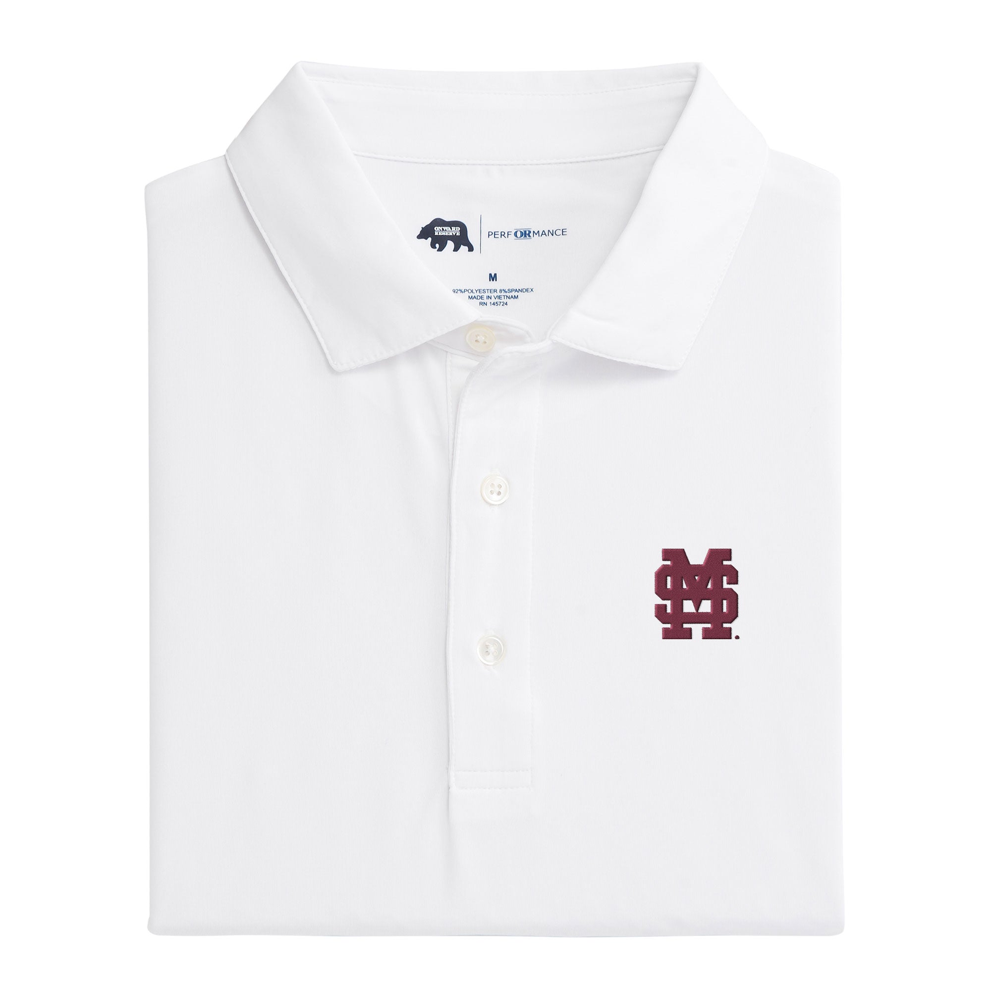 Mississippi State Performance Polo - White with M Over S