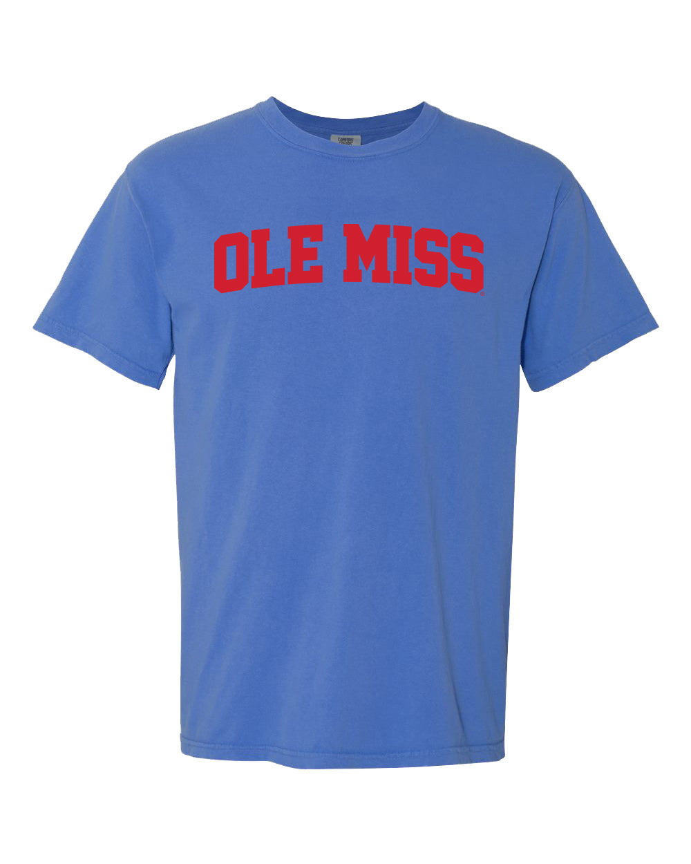 Comfort Color Ole Miss Tee with Red Ole Miss - Mystic Blue