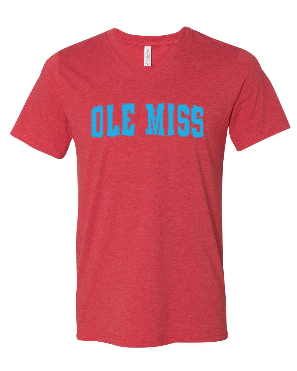 Bella Canvas Ole Miss Red Short Sleeve V Neck Tee