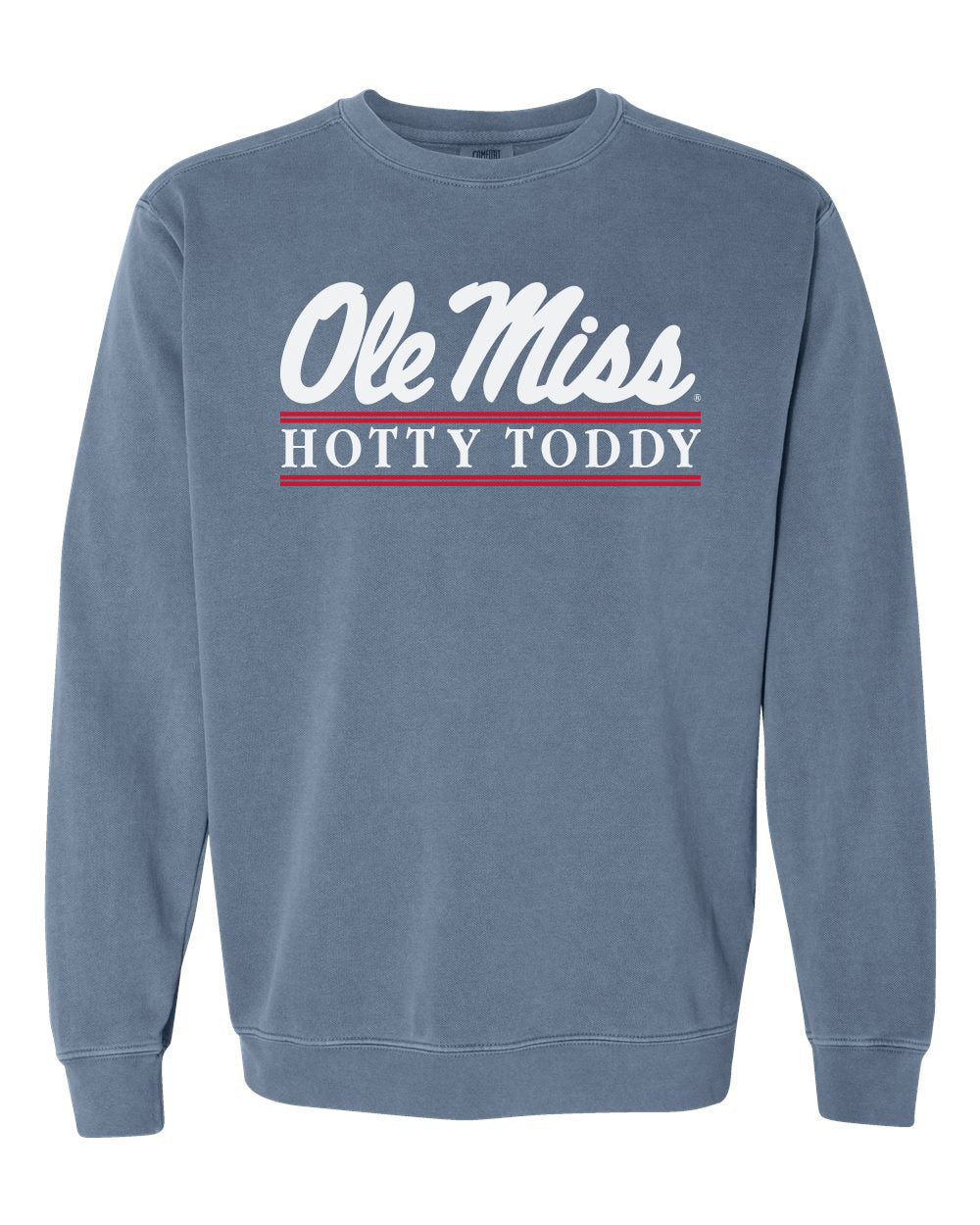 Comfort Color Ole Miss Sweatshirt with Bar Design - Blue Jean