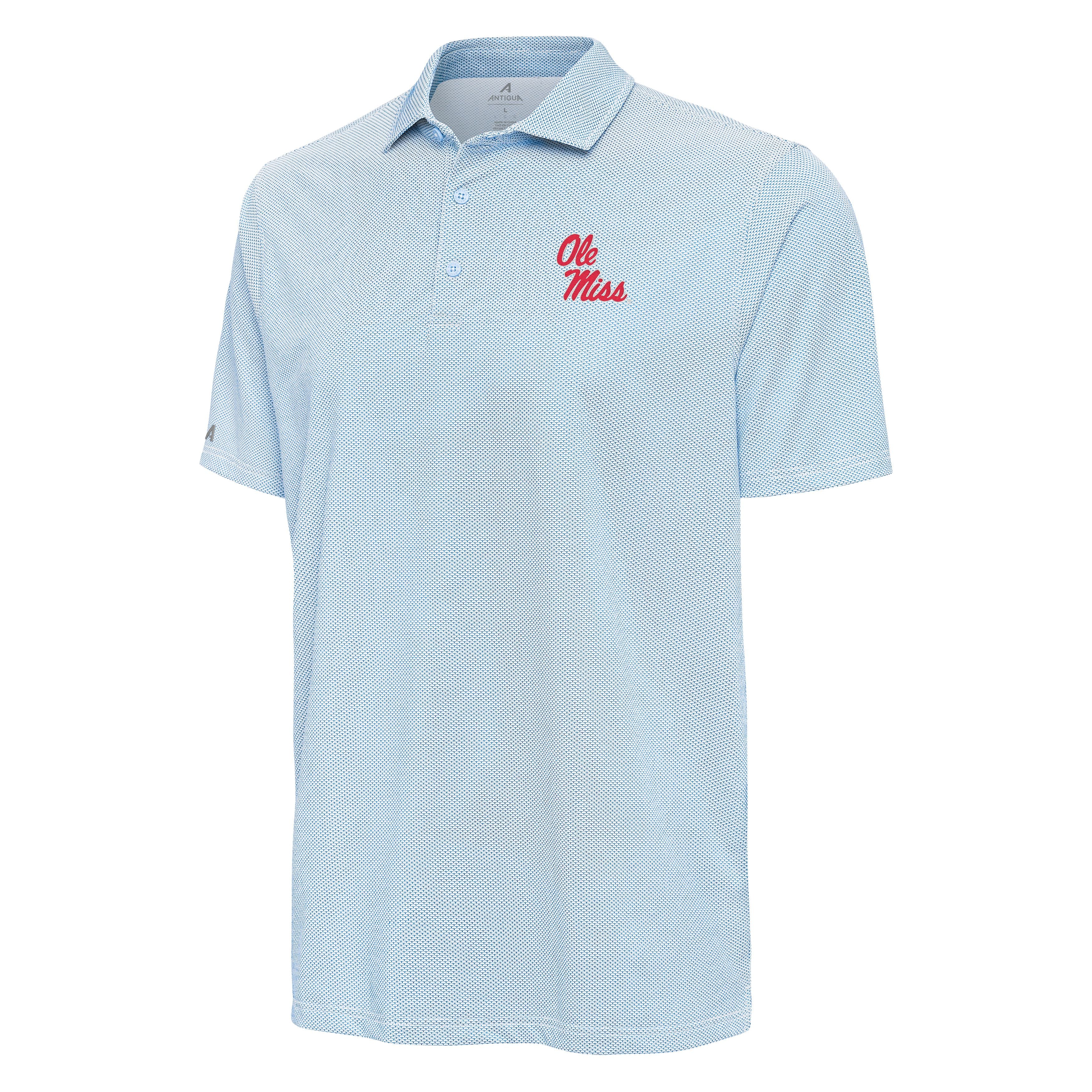 Antigua Ole Miss Pave Polo - Powder Blue and White with Ole Miss Script