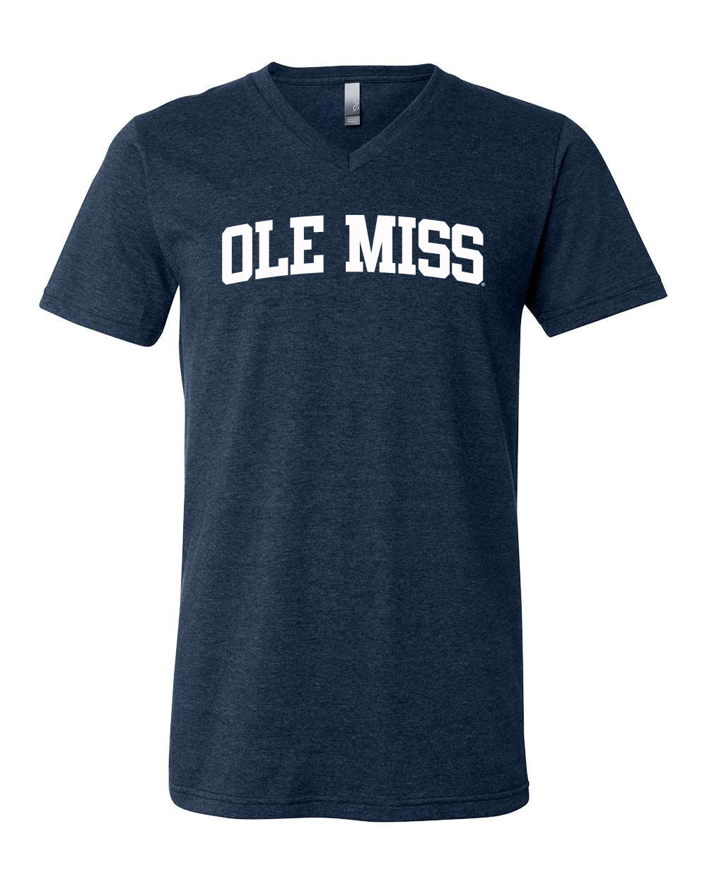 Bella Canvas Ole Miss V-neck Heather Navy