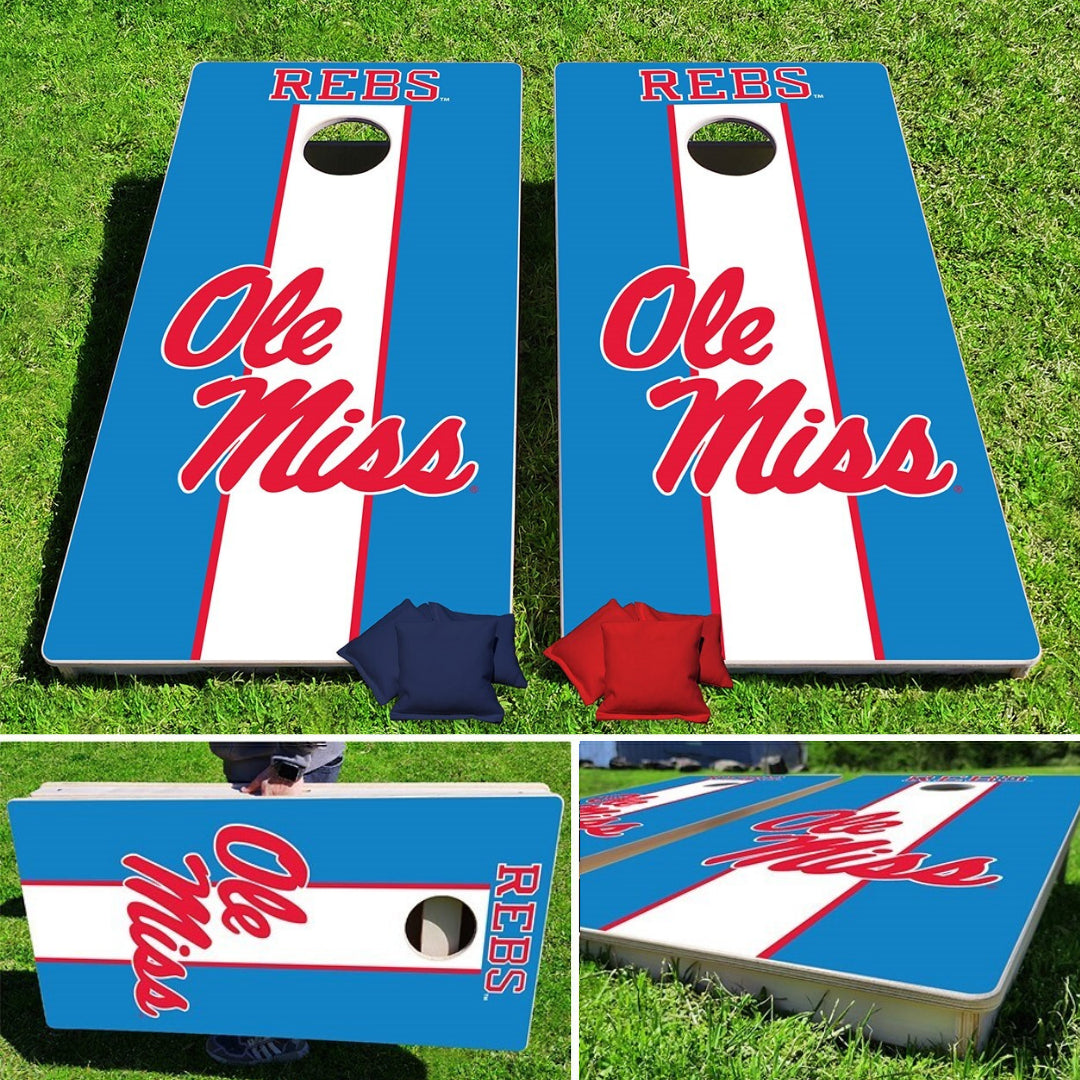 Ole Miss Rebels REBS Pro Cornhole Bean Bag Toss Game 24x48 with 8 Regulation 16oz Bags
