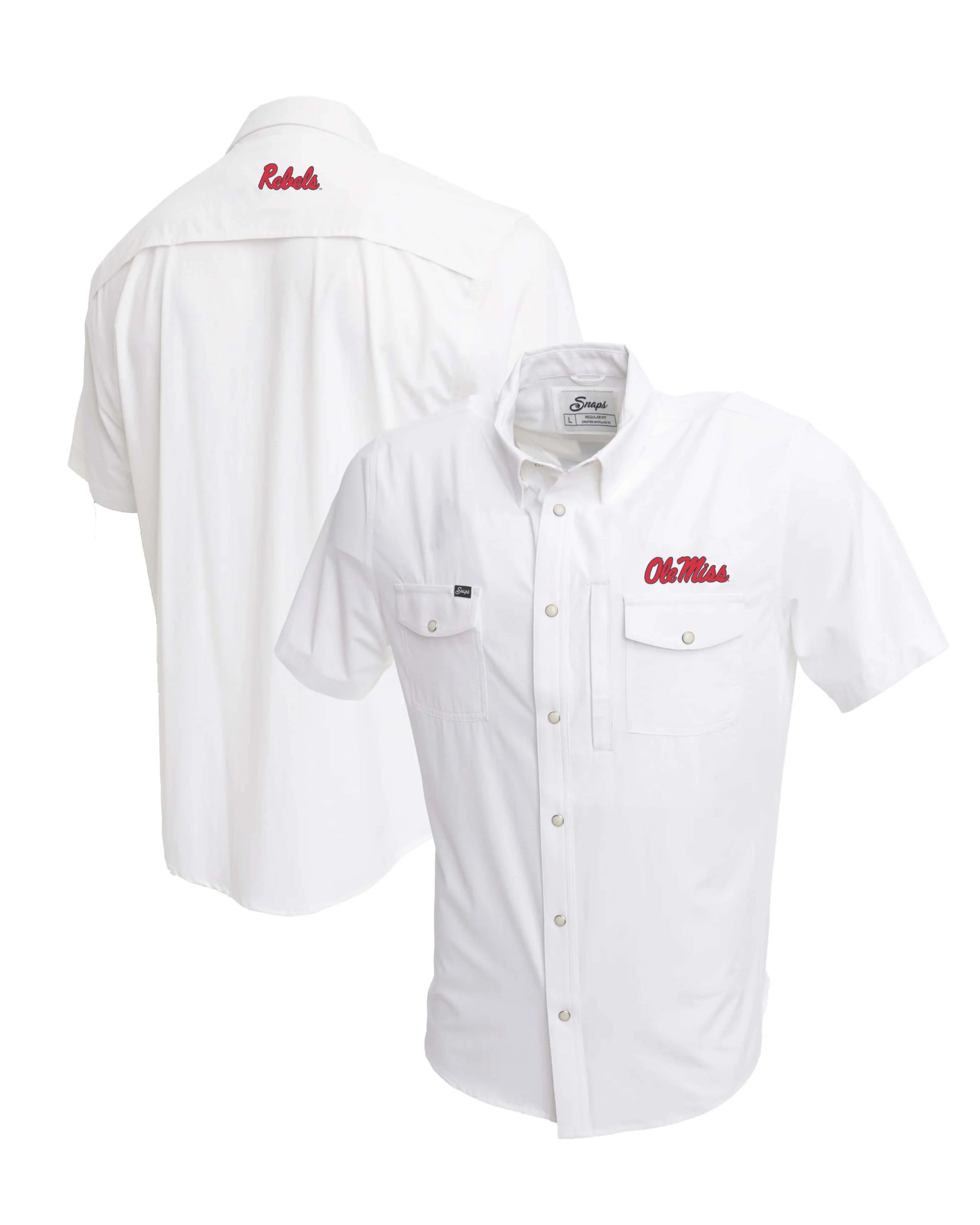 Tailgater Pearl Snap Button Down Short Sleeve Shirt - White