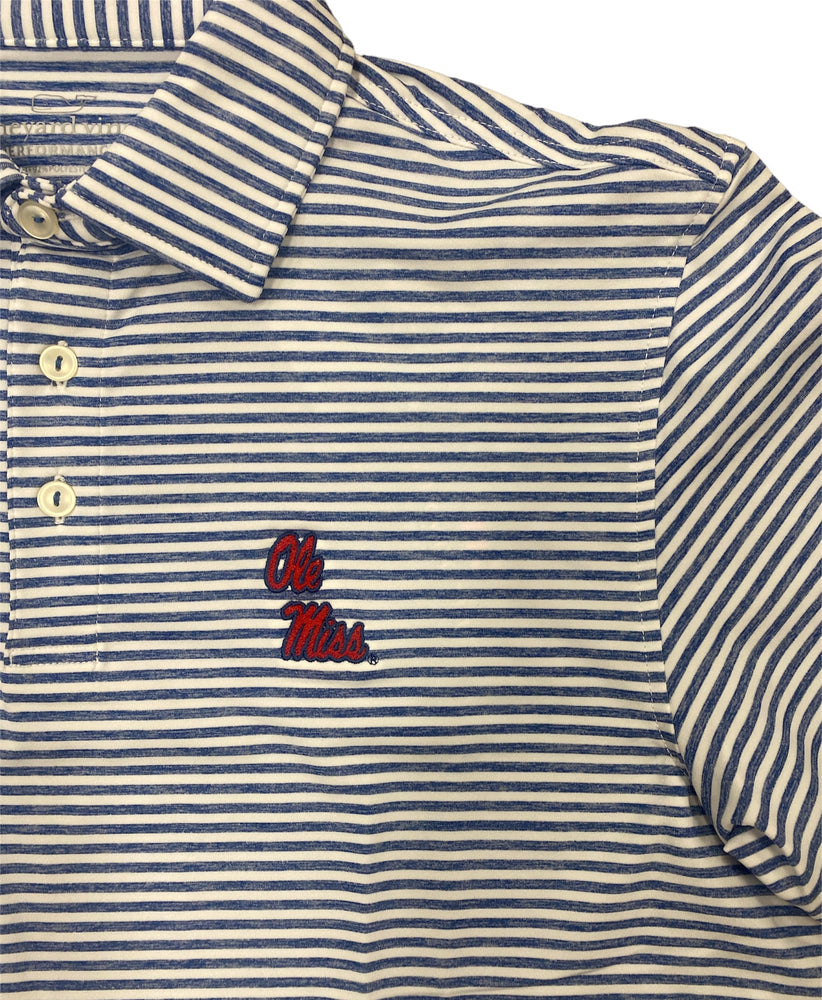 
                  
                    Vineyard Vines Ole Miss White and Navy Stripe Polo
                  
                