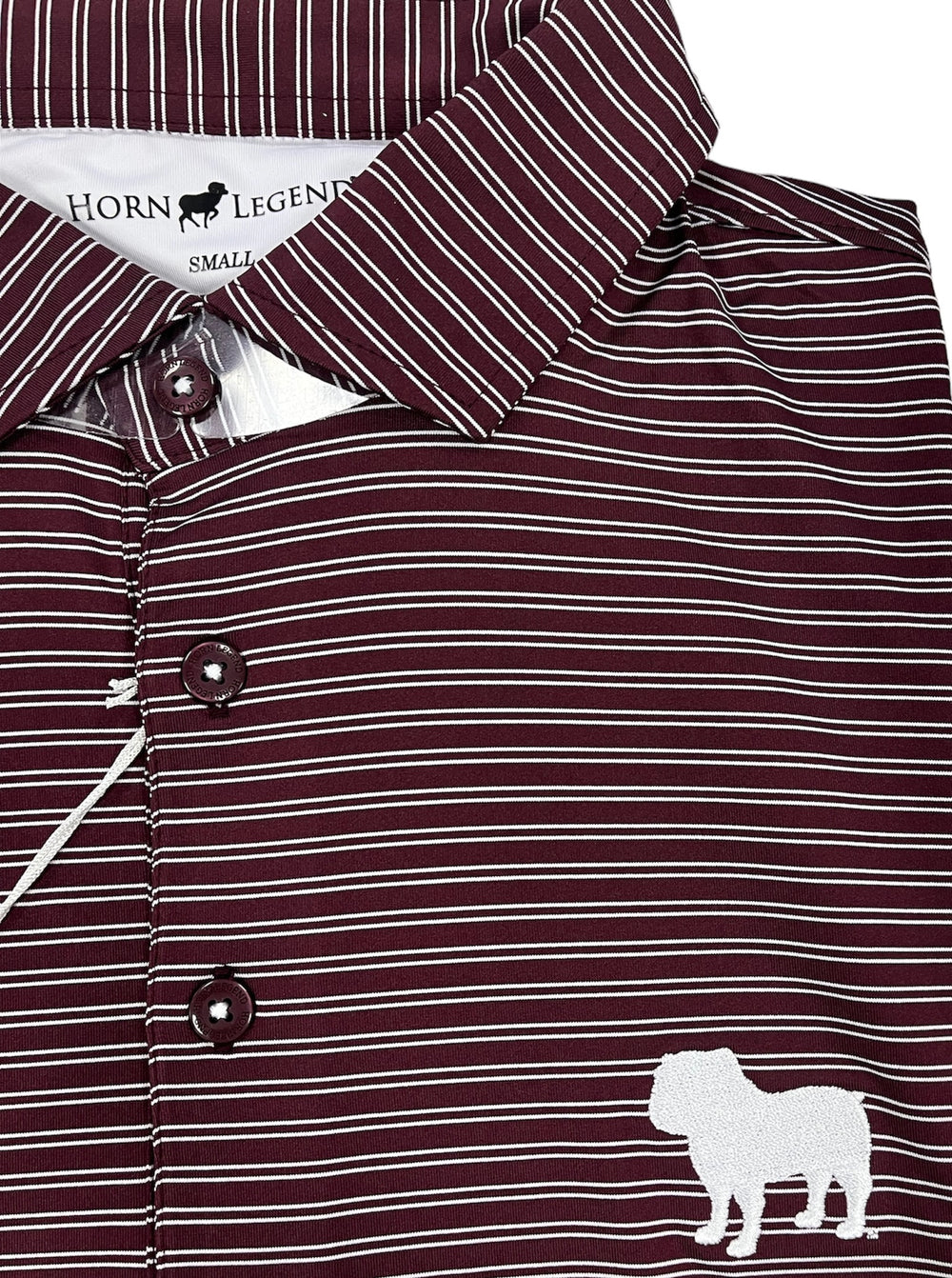 Horn Legend Pencil Stripe Maroon and White Polo