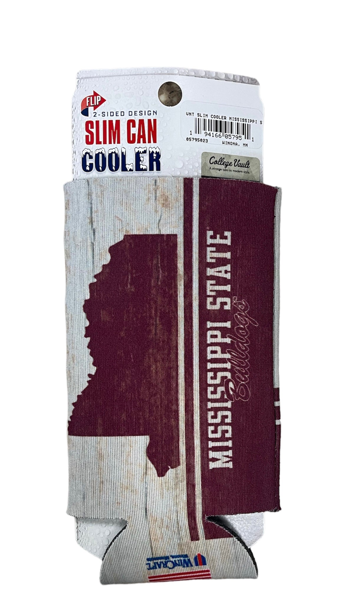 Interlocking MSU Vintage Slim Can Cooler