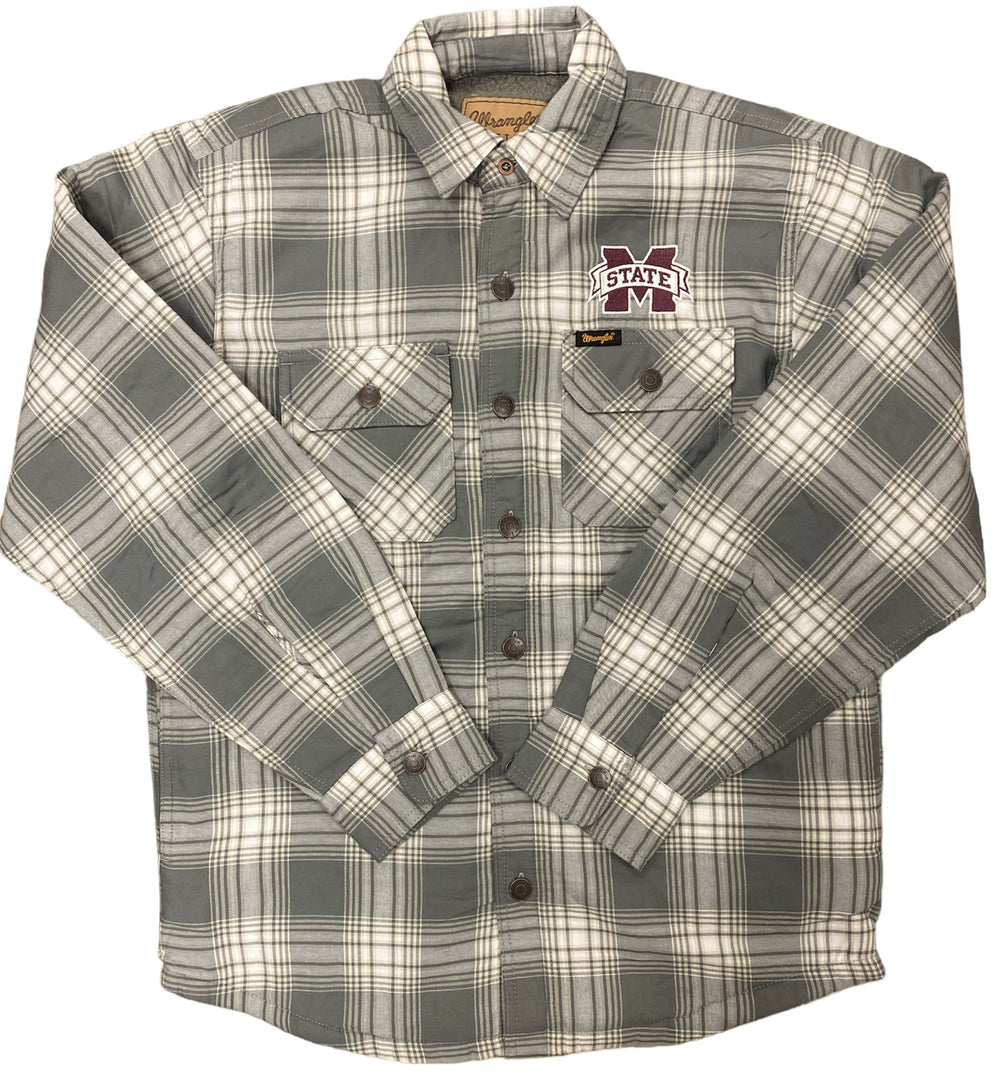 Mississippi State Wrangler Fleece Lined Flannel Shirt