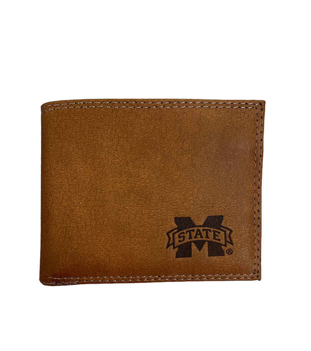 Tan Passcase Wallet Embossed Mississippi State