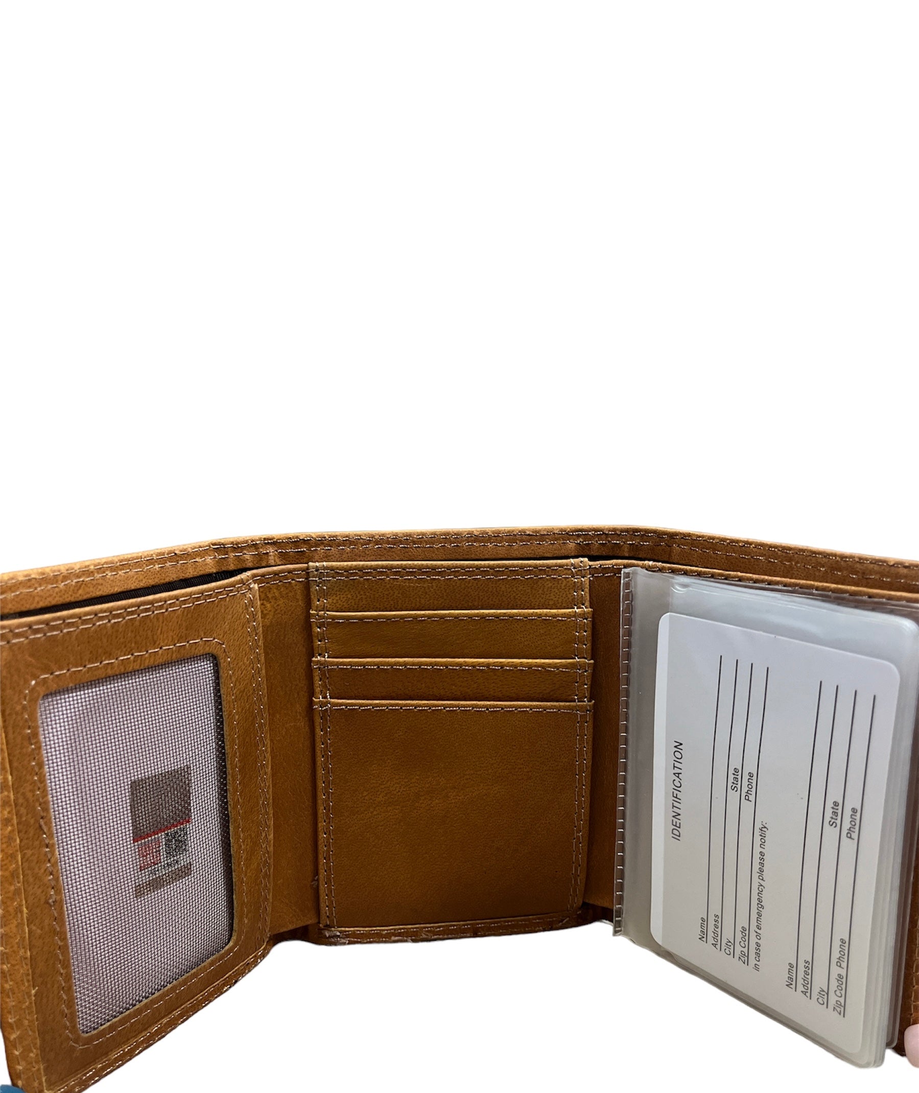 Light Brown Crazy Horse Trifold Wallet - Mississippi State