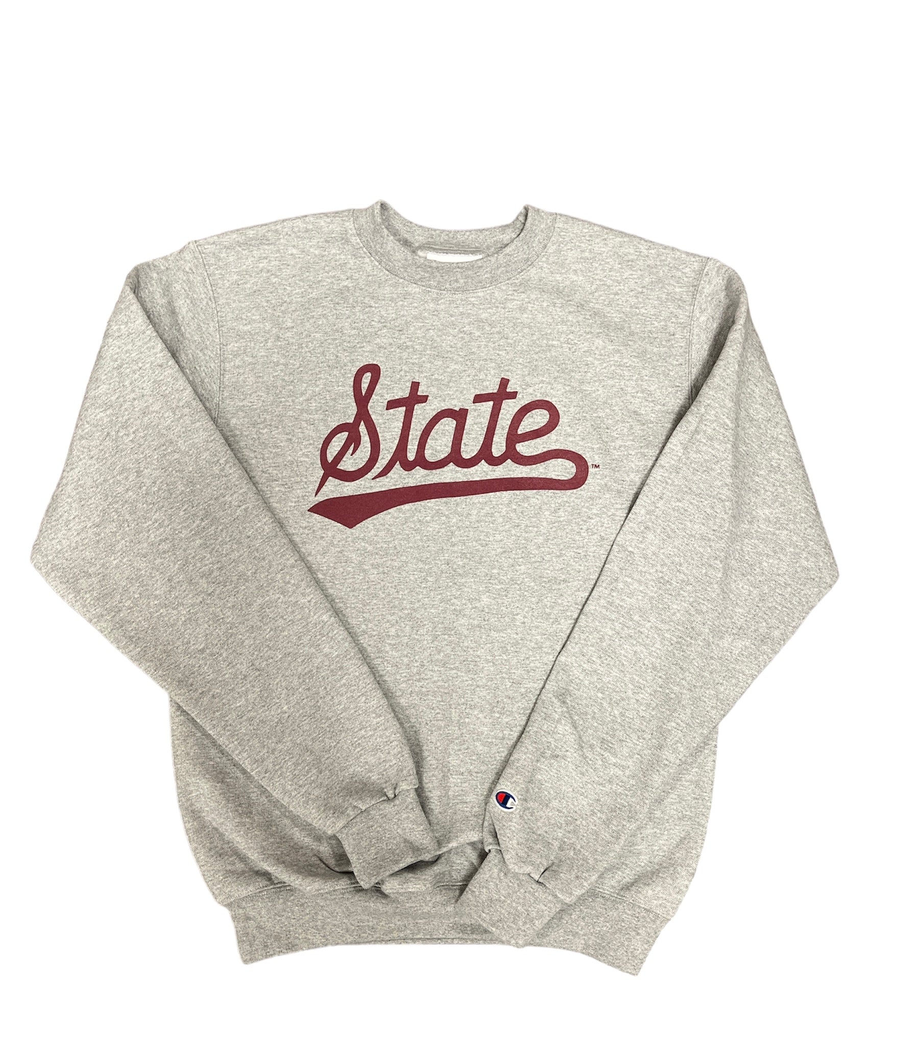 Gray Champion State Script Unisex Crewneck Sweatshirt - Mississippi State University