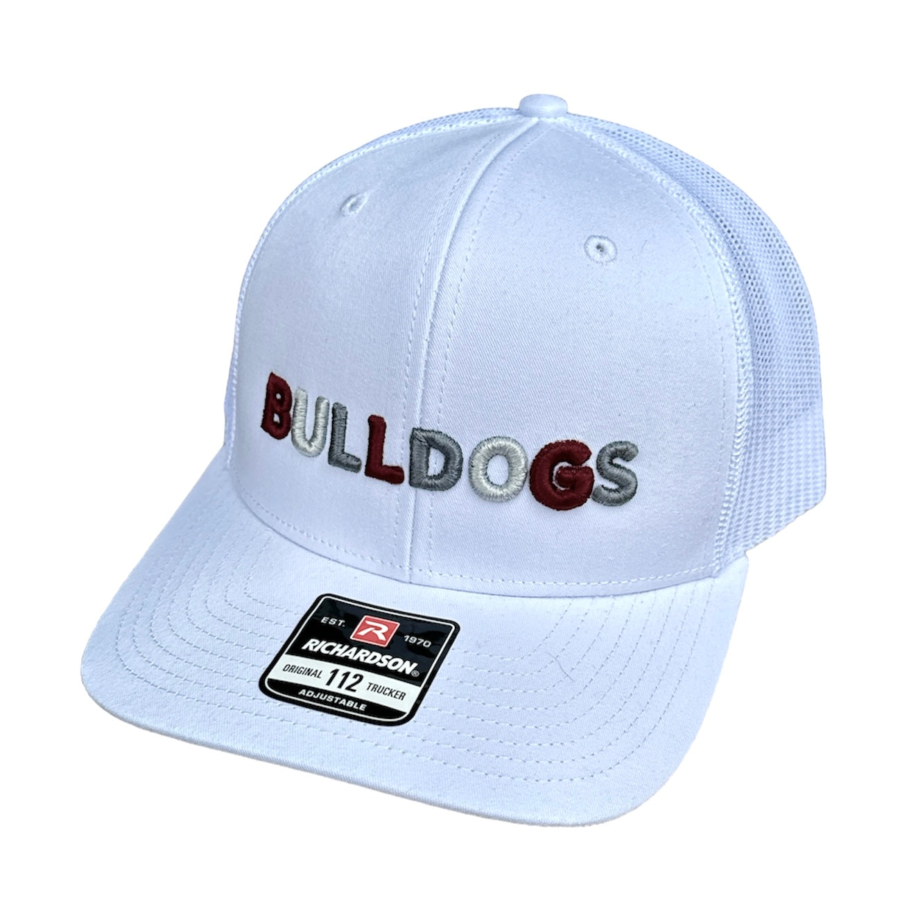 MSU “Bulldogs” Embroidered Adjustable White Trucker Hat