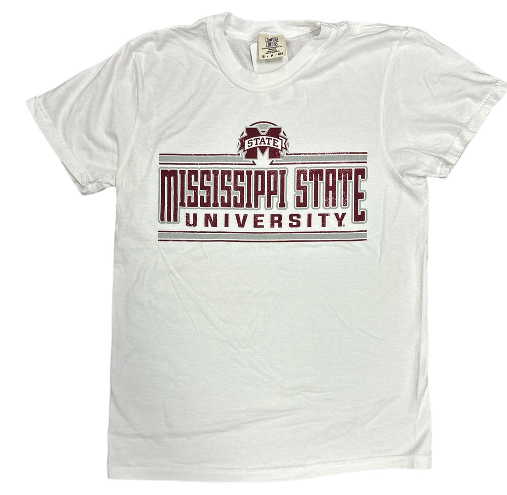 Mississippi State Comfort Color Tall Letter Bars Tee