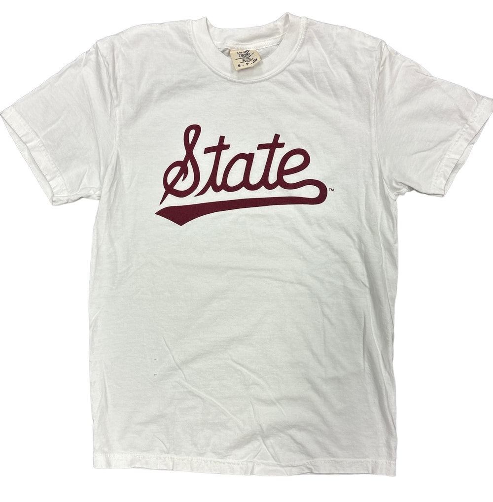 Comfort Color White Tee with State Script