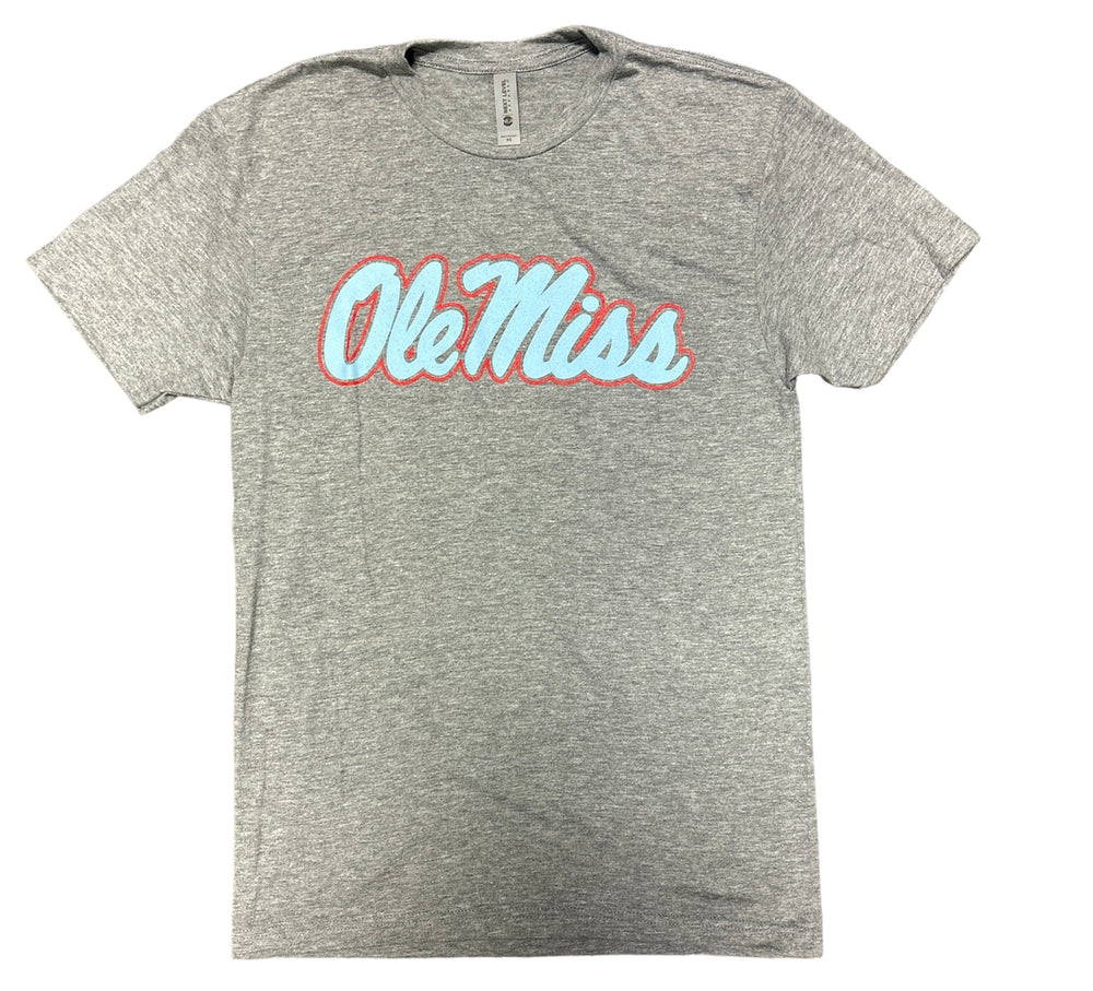 Next Level Ole Miss Script Tee - Gray