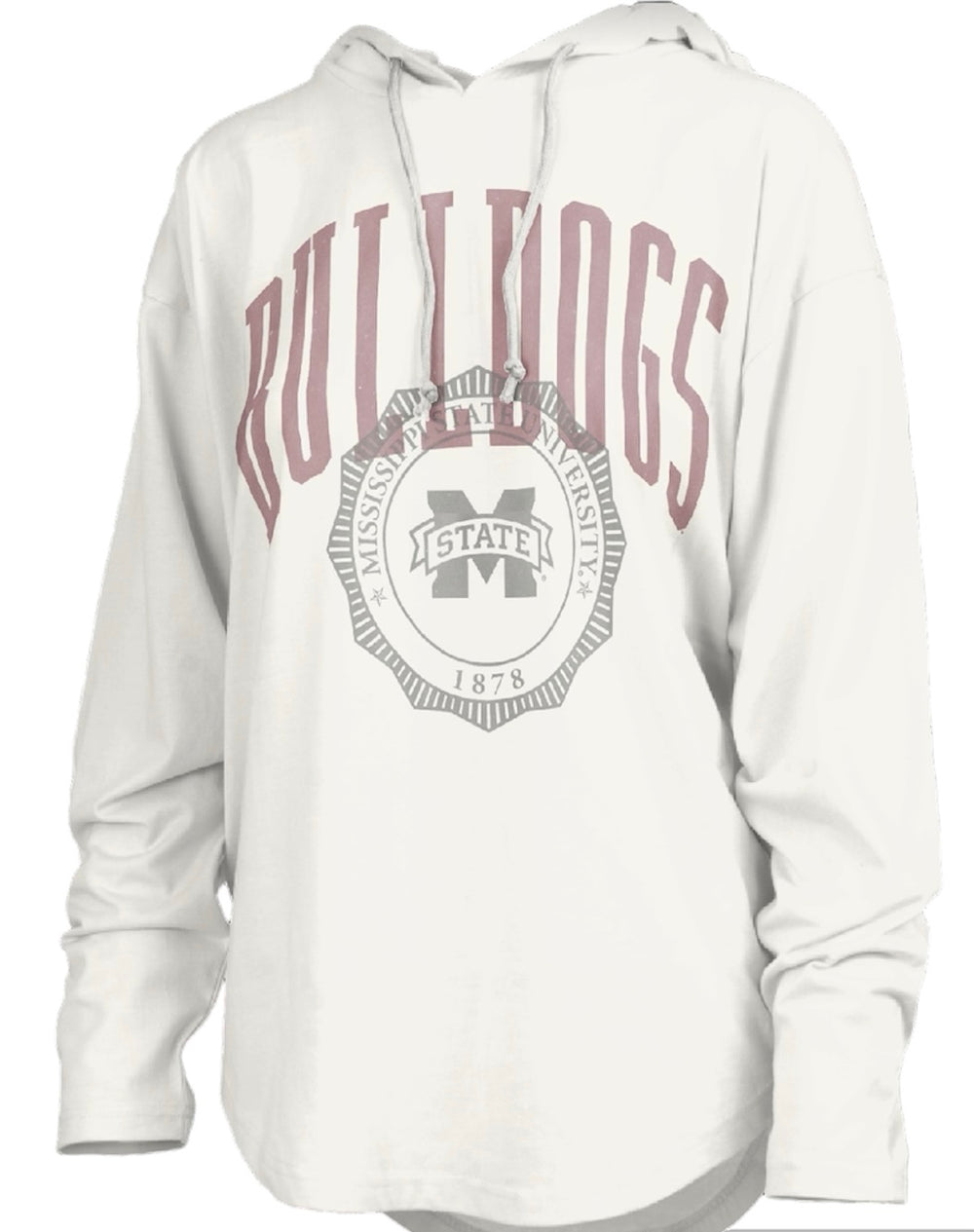 Pressbox Mississippi State “Lawrence” Long Sleeve Hooded Light Weight Rounded Bottom Tee