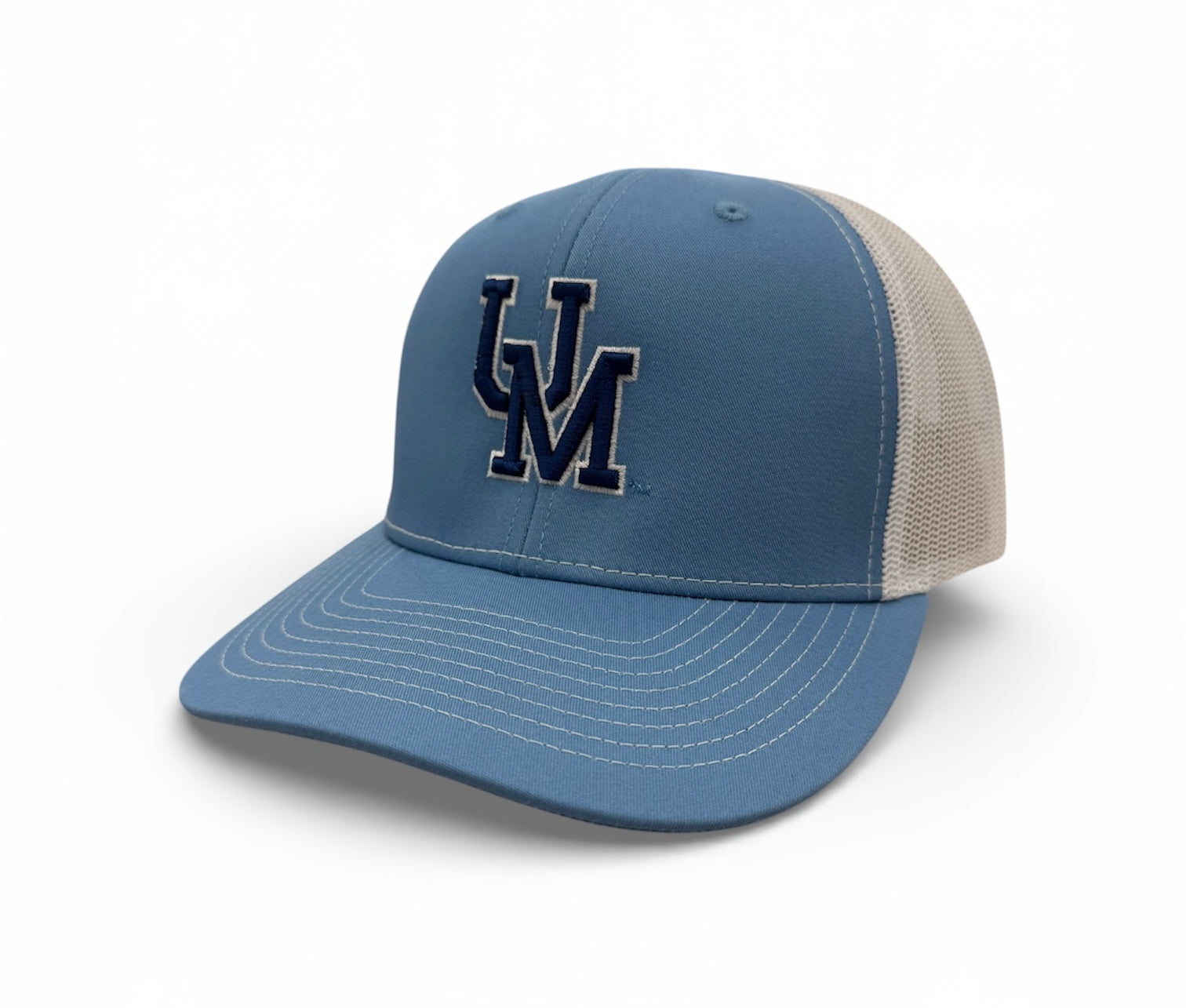Richardson Trucker Cap UM baseball logo Powder/Navy Blue