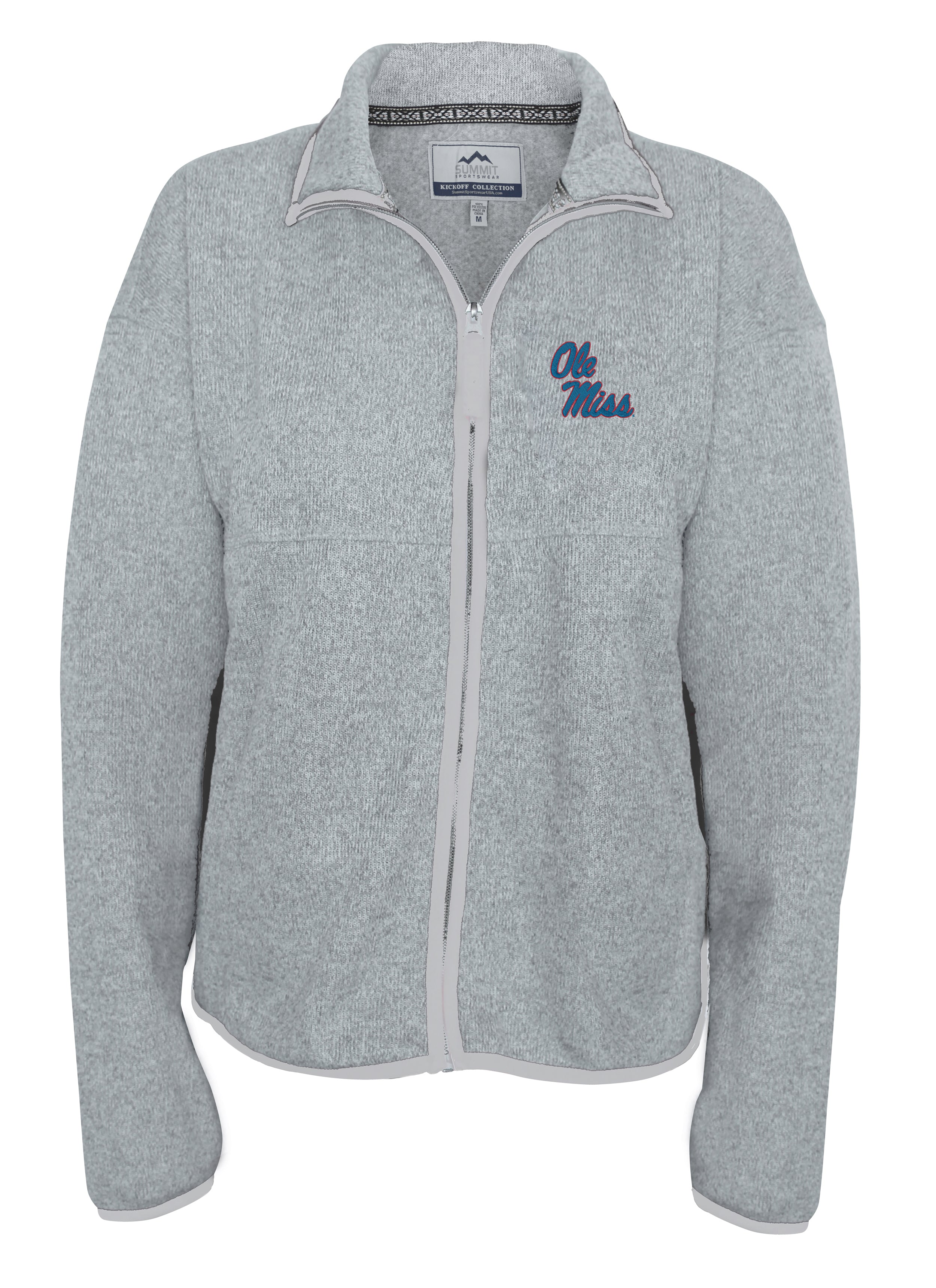Summit Ole Miss Heather Sweater Full Zip Jacket