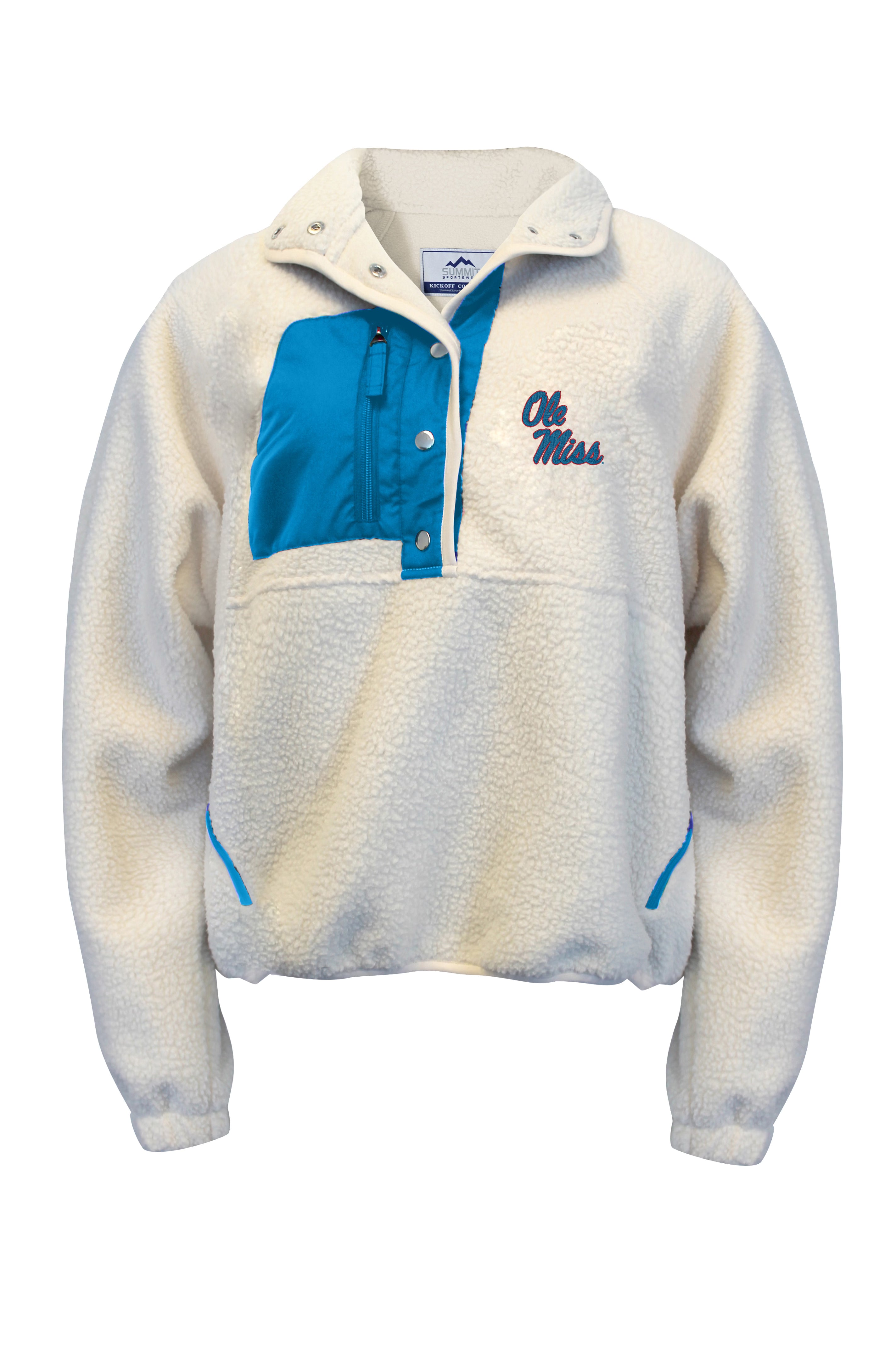 Summit Ole Miss Pebble Fleece 1/4 Button w/ Pocket & TC Trims