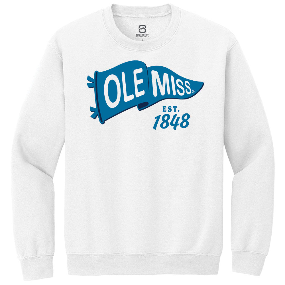 Summit White Ole Miss Elevated Fleece Crewneck