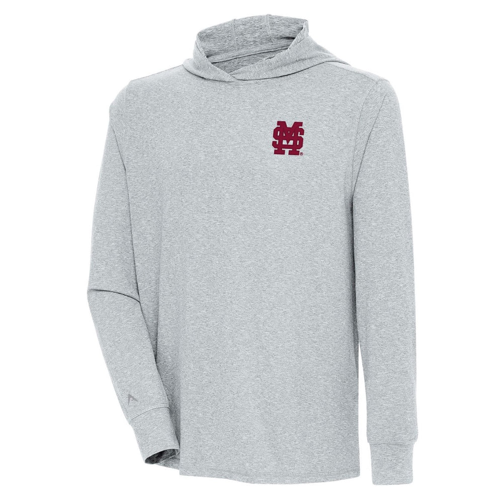 Antigua Mississippi State Saga Hooded Pullover - Gray with M Over S
