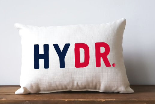 Little Birdie Ole Miss HYDR Decorative Pillow With Navy Piping