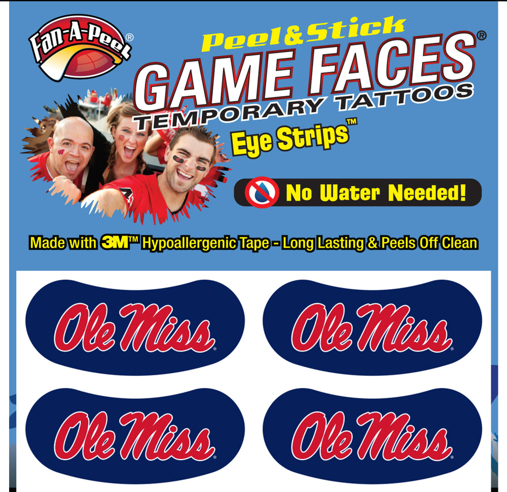 Ole Miss Eye Strip Temporary Tattoo