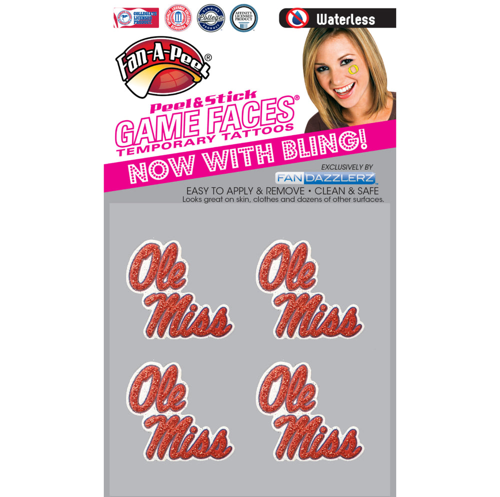 Ole Miss Waterless Stack Glitter Tattoos