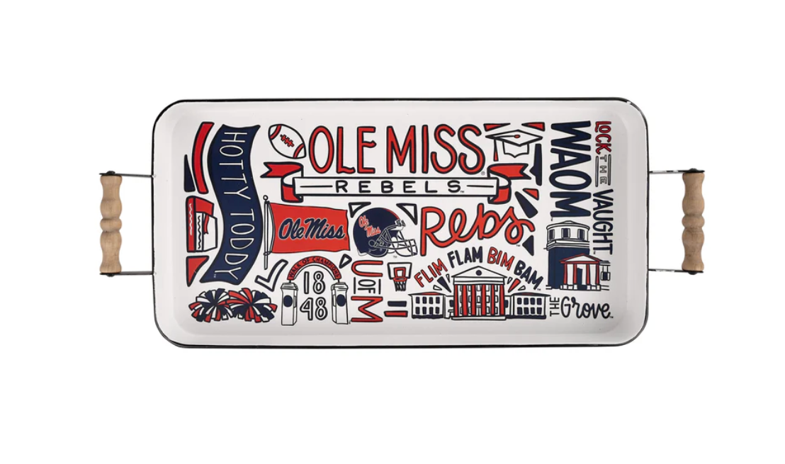 Ole Miss Collage Enamel Tray