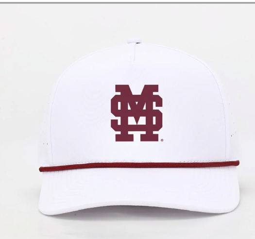 Mississippi State Performance Rope Hat - White with M Over S