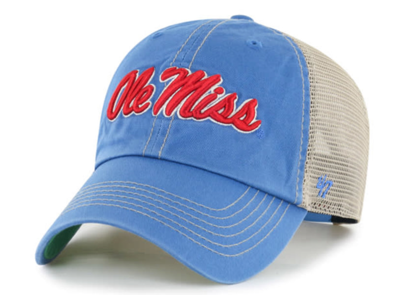 Ole Miss 47 Brand Trucker Hat - Blue Ray Color with Ole Miss Script